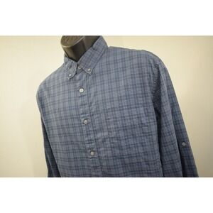 John Varvatos USA Button Up Shirt Blue Plaid Long Sleeve Mens Size XL